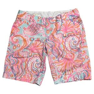 LILY PULITZER Chipper Short 100% Cotton 9.5" Inseam Pretty Pink Pattern 8 VEUC